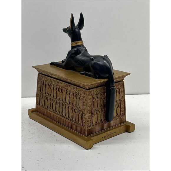 Egyptian God Anubis Trinket Box Figurine Decor Collectible Jewelry Holder - Picture 6 of 16